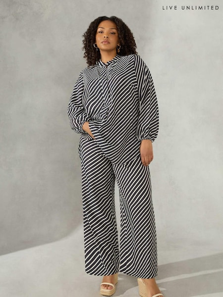 Live Unlimited Stripe Wide Leg Black Trousers (450989) | €15.50