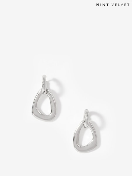 Silver Tone - Mint Velvet Sculpted Drop Earrings