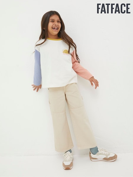 Natural - Fatface Sun Embroidered T-shirt