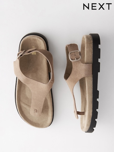 Neutral Leather Toe Thong Footbed Sandals (451183) | €46