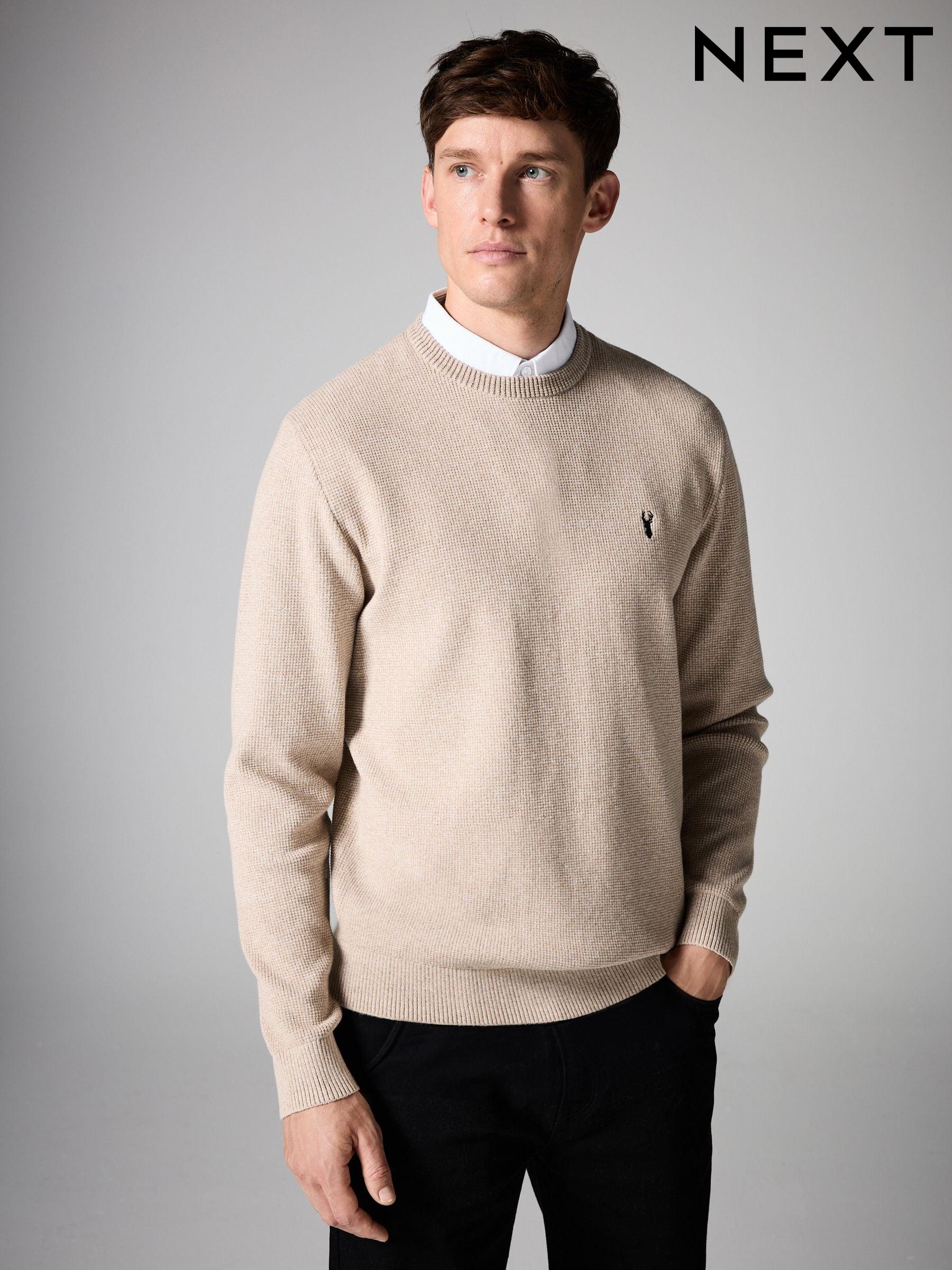 Mens Natural Jumpers Natural Crew V Neck Jumpers Next Luxembourg