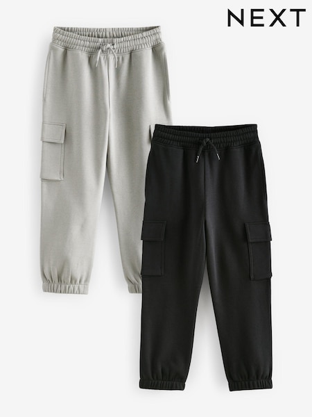 أسود/رمادي - Slim Cargo Joggers 2 Pack (3-16yrs) (451277) | ‏9 د.ك.‏ - ‏12 د.ك.‏