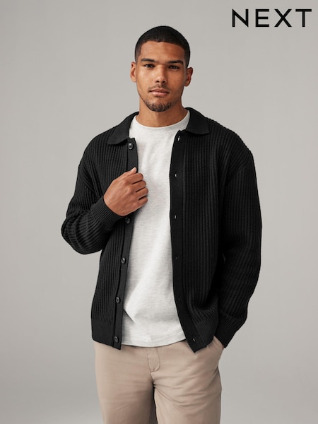 črna - Relaxed Fit Cotton Rich Crochet Knit Shacket (451718) | € 19