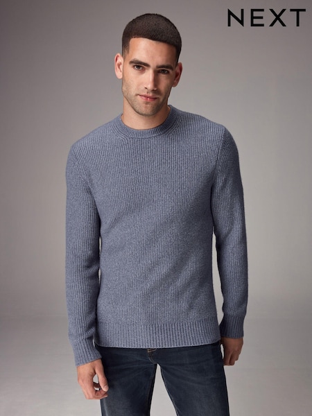 Lichtblauw - Regular fit gebreide trui met ronde hals (451927) | € 8