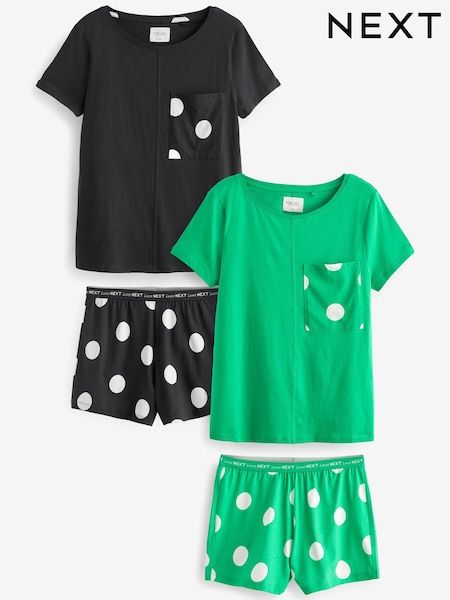 Diseño de lunares en negro y verde - Short Sleeve 100% Cotton Pyjama Sets 2 Pack (451950) | 34 €
