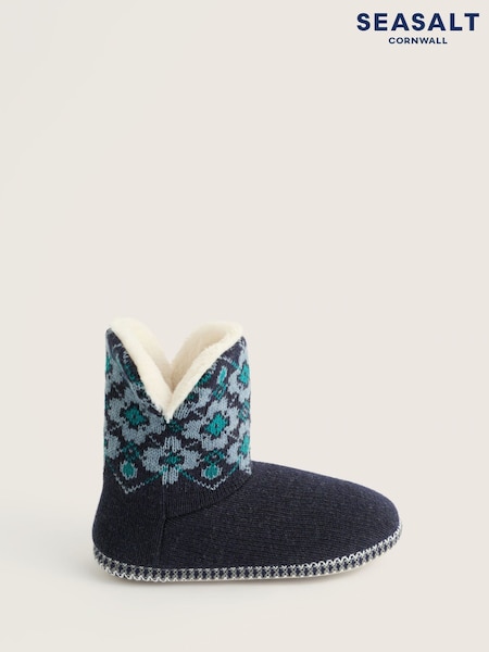 Blue - Seasalt Cornwall Snooze Slipper Booties Slippers