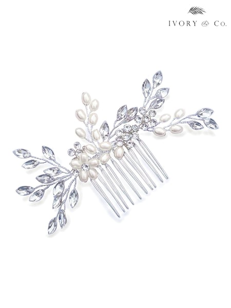 כסף - Ivory & Co Pearl Shimmer Crystal Comb (452407) | ‏176‏₪