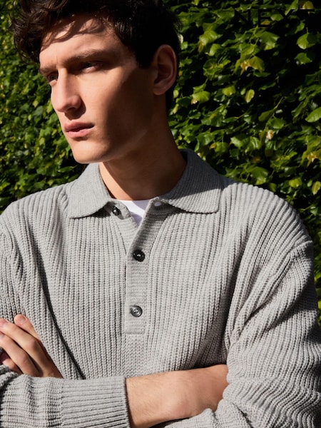 Light Grey Relaxed Fit Polo Neck Jumper with Wool (452559) | €9