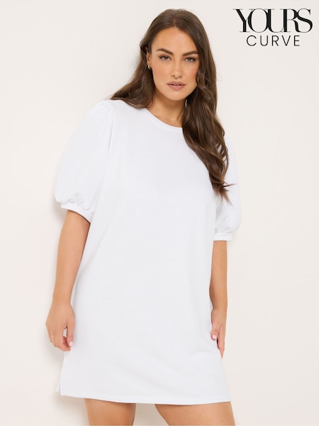 White - Yours Curve Balloon Sleeve Dress