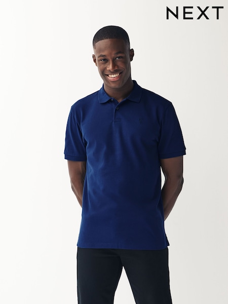 أزرق غني - تلبيس ضيق - Short Sleeve Pique Polo Shirt (453808) | ‏79 د.إ.‏