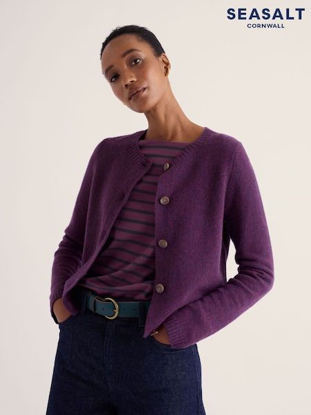 Purple - Seasalt Cornwall Tern Tide Wool Blend Cardigan