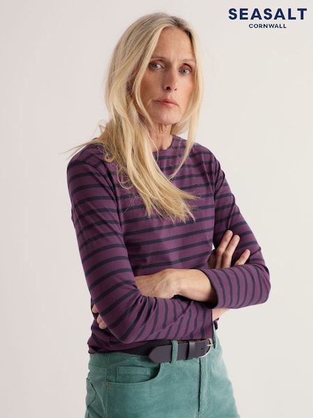 Purple - Seasalt Cornwall Sailor Cotton Long Sleeve Top