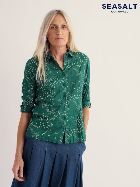 أخضر - Seasalt Cornwall Larissa Cotton Crinkle Shirt