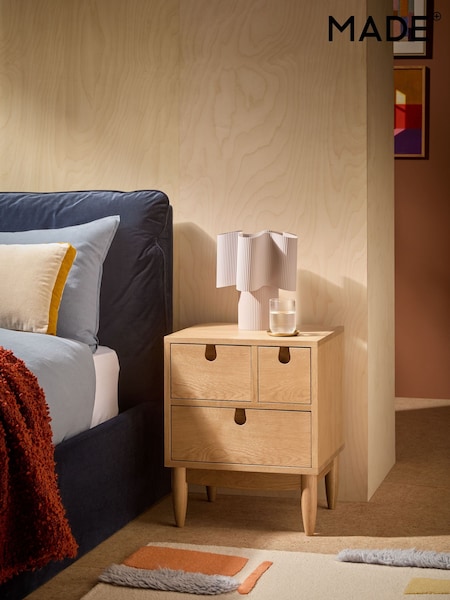 MADE.COM Oak Penn 3 Drawer Bedside Table (454198) | €441