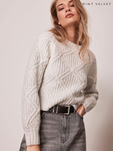 Mint Velvet Grey Diamond Knit Jumper (454259) | €54
