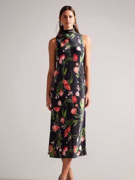 Ted Baker Black Cowl Neck Connihh Midi Slip Dress (454295) | €108