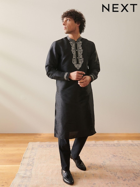 Black Mens Long Length Kurta (454321) | €17