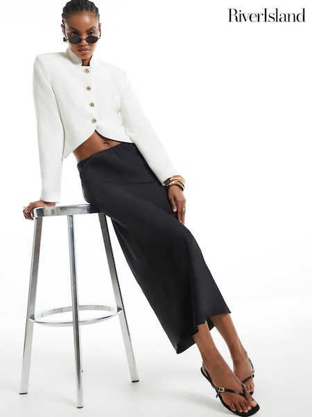 Black - River Island Satin Maxi Skirt
