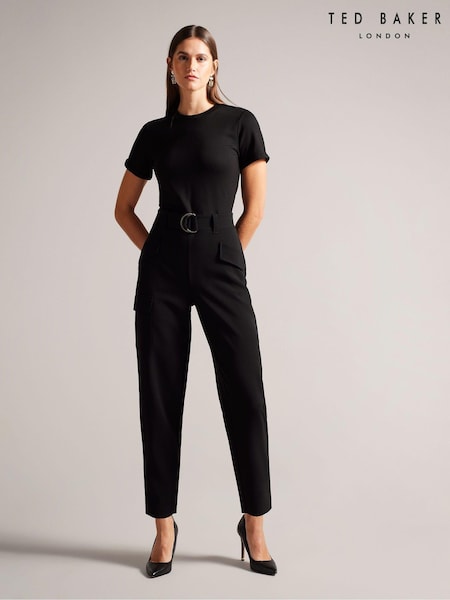 Ted Baker High Waisted Graciej Belted Tapered Cargo Jumpsuit (454518) | €58