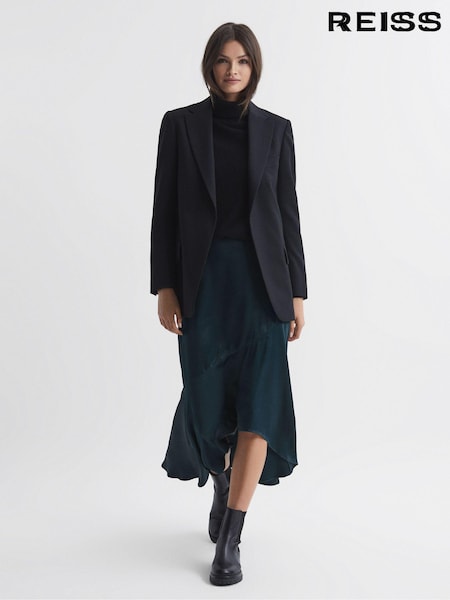 Reiss Teal Inga Satin High Rise Midi Skirt (454542) | 1,161 QAR