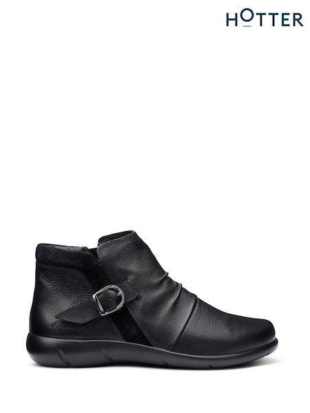 أسود - Hotter Bramley Zip/buckle Ankle Boots