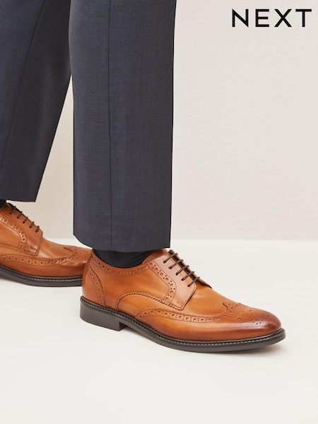 Tan Brown Leather Derby Brogues (455046) | €27
