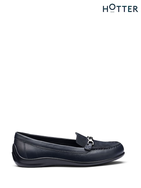 أزرق - Hotter Standard Fit Dover Slip-on Mocs Loafers