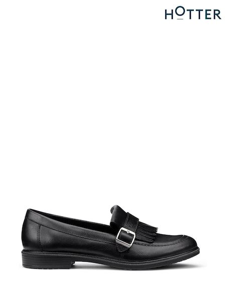 Black - Hotter Wide Fit Fowey Slip-on Loafers