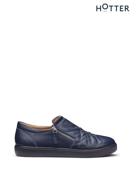 Blue - Hotter Extra Wide Fit Poppy Slip-on/zip Cupsole Trainers