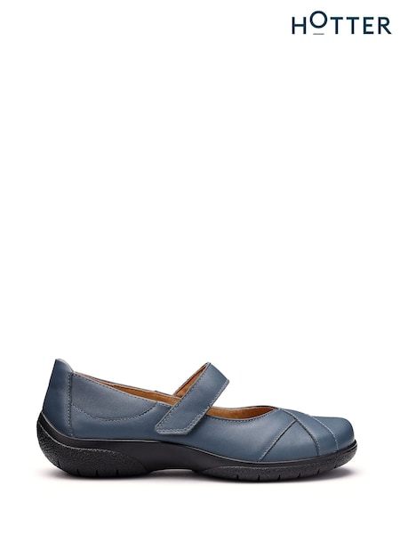 Blue - Hotter Extra Wide Fit Hope Touch-fastening Mary Janes