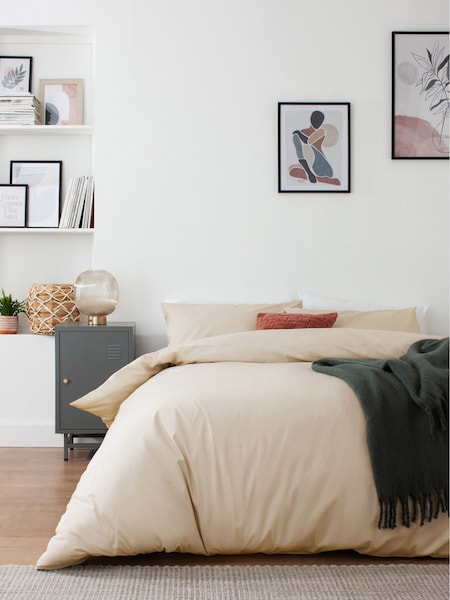 Natural Cotton Rich Plain Duvet Cover and Pillowcase Set (456203) | €23.50 - €59