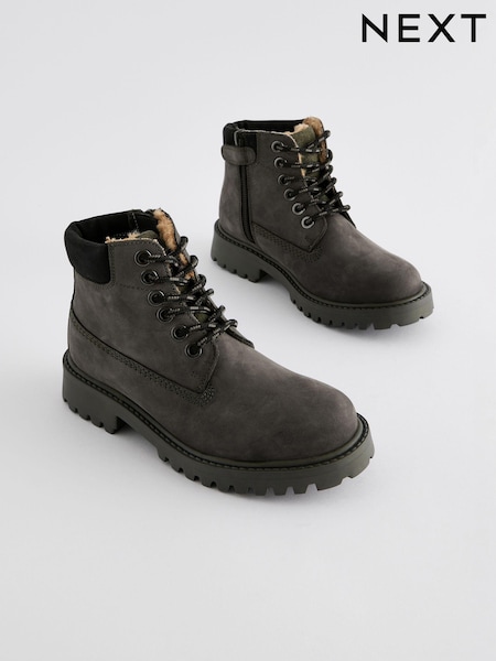 Khaki Green Standard Fit (F) Leather Work Boots (457025) | AED128 - AED152