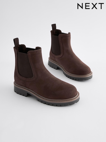 Marrón chocolate - Leather Warm Lined Chelsea Boots (457085) | 47 € - 57 €