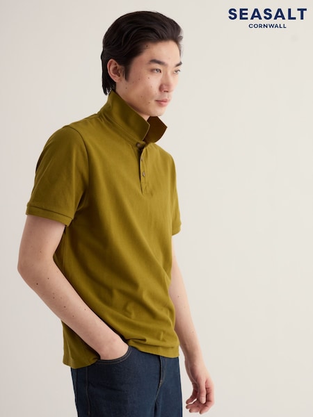 Khaki Green - Regular Seasalt Cornwall Balefire Polo Shirt