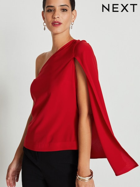 Red One Shoulder Cape Sleeve Top (457119) | € 11