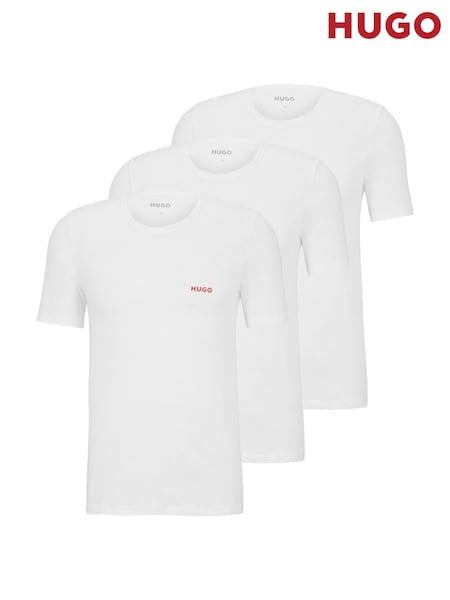 HUGO White 100% Cotton T-Shirts 3 Pack (457454) | AED131