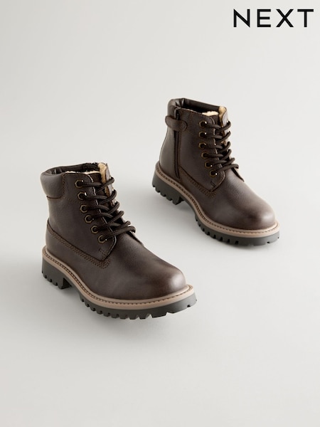 Chocolate Brown Wide Fit (G) Leather Work Boots (457998) | €17.50 - €21.50