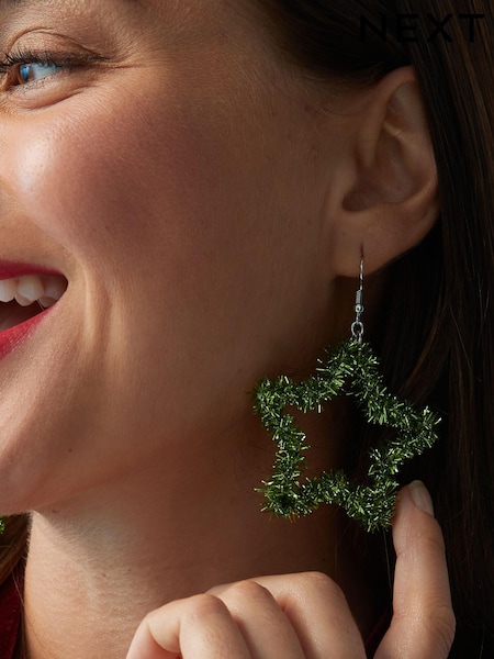 Green Christmas Star Tinsel Earrings (458000) | €3.50