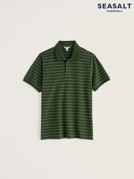 Mörk Grön - Regular Seasalt Cornwall Balefire Stripe Polo Shirt
