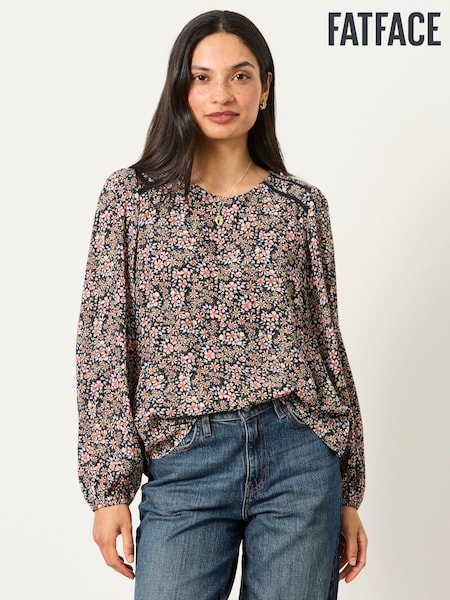 Prado floral de la marina - Blusa bordada FATFACE