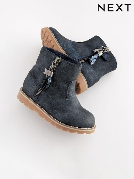 Темно-синий с блестящим принтом - Warm Lined Tassel Detail Zip Boots (458402) | €7 - €8