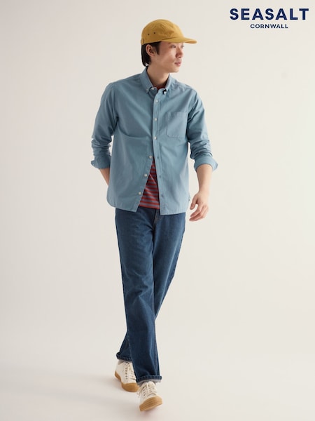 Blue - Regular Seasalt Cornwall Jenken Garment Dyed Oxford Shirt