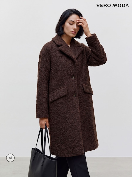 Braun - Vero Moda Textured Long Coat