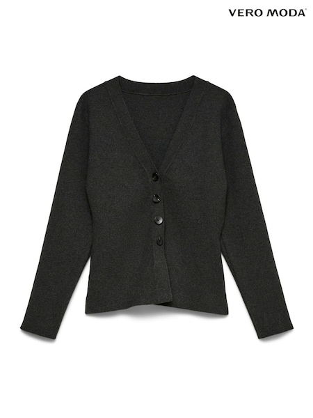 Grå - Vero Moda Long Sleeve Cinched Waist V-neck Cardigan