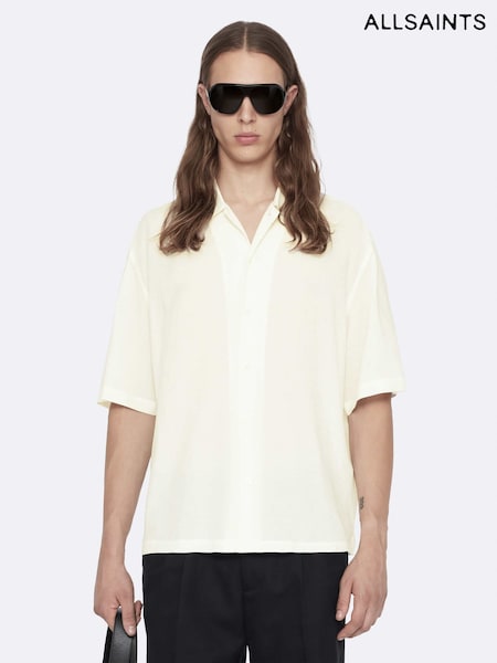 לבן - Regular Allsaints Archer Short Sleeve Shirt