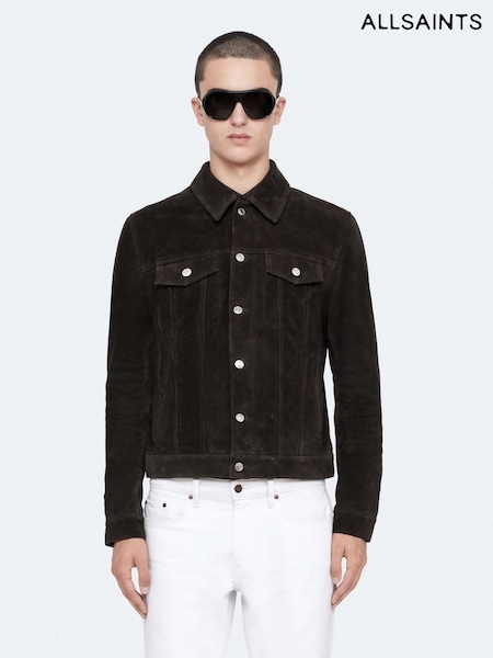Black - Regular Allsaints Chaiyo Suede Trucker Jackets