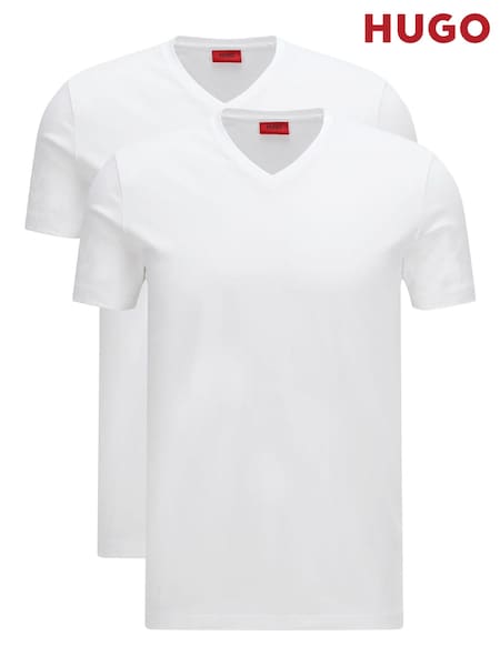 HUGO White V-Neck T-Shirts 2 Pack (460089) | €25