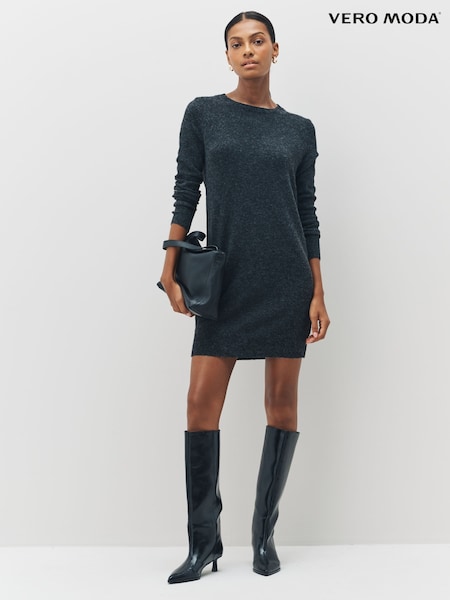 Black - Vero Moda Soft Touch Round Neck Knitted Jumper Dress