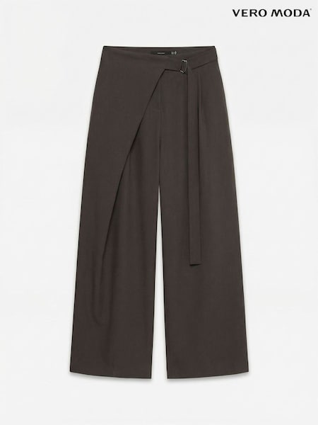 Brūna krāsa - Vero Moda Mid Rise Wide Leg Wrap Trousers