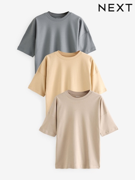 Blue/Buttermilk/Neutral Oversized 100% Cotton T-Shirts 3 Pack (460231) | €41